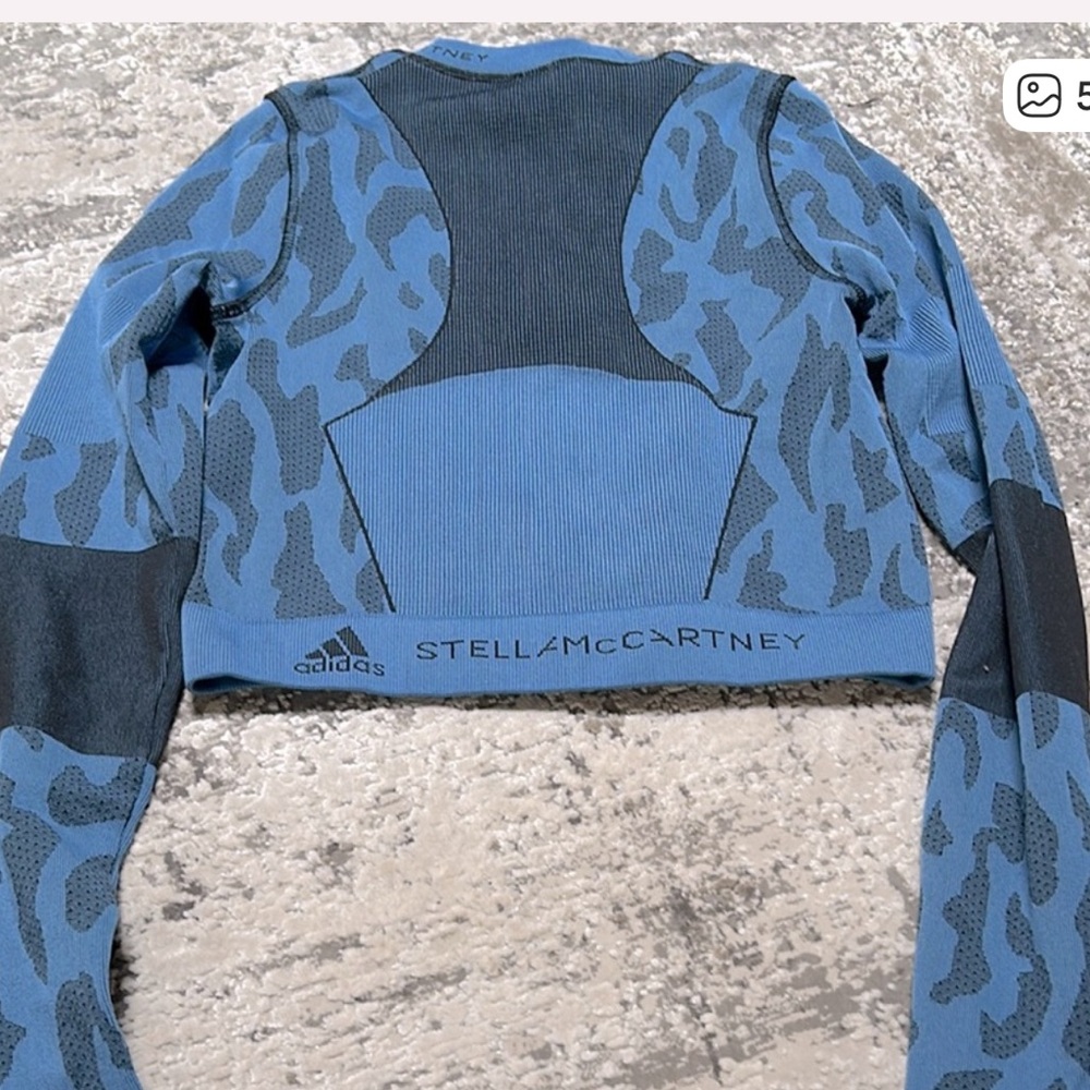Adidas by Stella McCartney Blue Camo Seamless Crop Top & Leggings SET - Picture 6 of 6